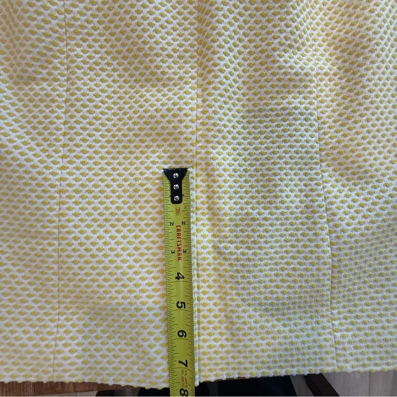 Talbots 2-Piece Set Cotton Stretch Yellow Dot Jacquard Blazer & Skirt Sz 12 EUC - Picture 12 of 15